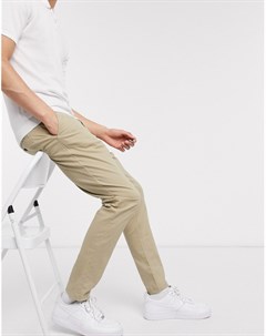 Светло бежевые узкие брюки чиносы New look