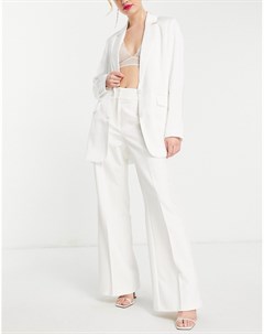 Белые свадебные брюки с широкими штанинами и завышенной талией от комплекта Y.a.s