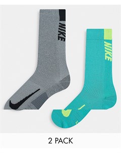 Набор из 2 пар носков серого и голубого цветов Multiplier Nike running