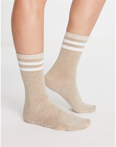 Бежевые спортивные носки с полосками Эго