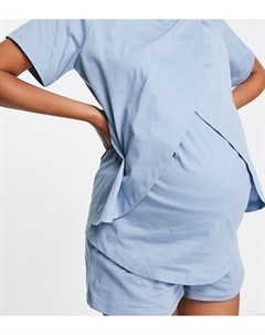 Голубые пижамные шорты из органического хлопка ASOS DESIGN Maternity Выбирай и Комбинируй Asos maternity
