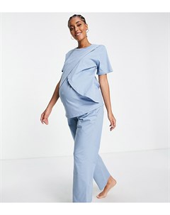 Голубые пижамные брюки из органического хлопка ASOS DESIGN Maternity Выбирай и комбинируй Asos maternity