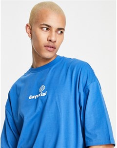 Ярко синяя oversized футболка с принтом на груди ASOS Daysocial Asos design