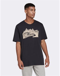 Черная футболка с принтом гор Adventure Adidas originals