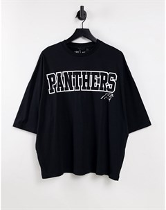 Черная oversized футболка с символикой команды NFL Panthers на груди и спине Asos design