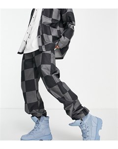 Серые oversized брюки свободного кроя в шахматную клетку в стиле 90 х от комплекта Collusion