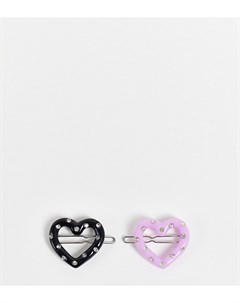 Набор из 2 заколок для волос в виде сердечек фиолетового и черного цвета Inspired Valentine s Reclaimed vintage