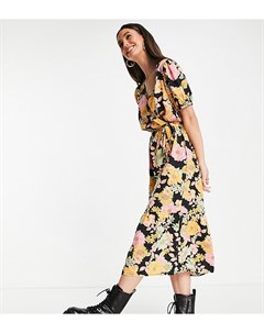 Платье миди с запахом и цветочным принтом в стиле ретро New look tall