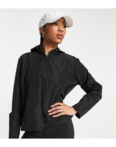 Черная укороченная куртка для бега на сквозной молнии с капюшоном Tall Fitness Threadbare