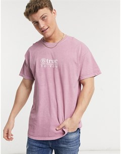 Розовая oversized футболка с принтом New look