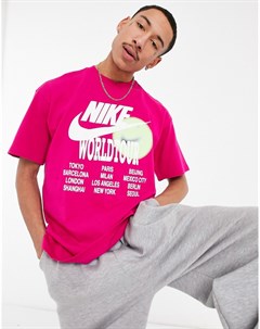 Oversized футболка розового цвета с графическим принтом World Tour Nike