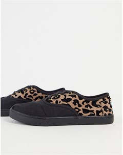 Черные кроссовки на шнуровке с леопардовым принтом Toms