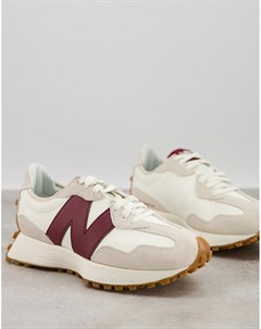 Кроссовки молочного цвета с бордовыми элементами 327 New balance