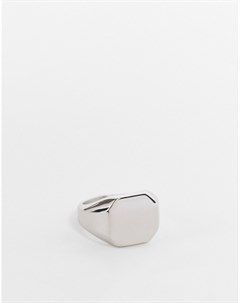 Серебристое кольцо печатка из нержавеющей стали с шестигранным дизайном Asos design
