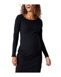 Черное платье для беременных с длинными рукавами и волнистыми краями Cotton:on maternity