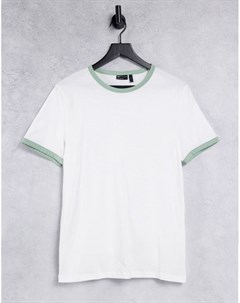 Белая футболка из органического хлопка с пастельно зеленым кантом Asos design