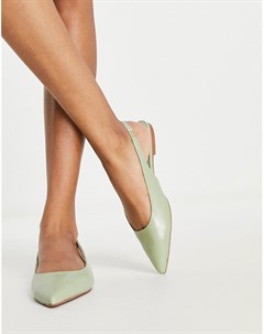 Шалфейно зеленые туфли на плоской подошве с острым носком и ремешком на пятке Lala Asos design