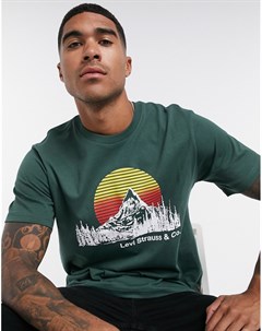 Зеленая свободная футболка с логотипом и принтом гор Levi's®