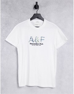 Белая футболка с вышитым логотипом Abercrombie & fitch