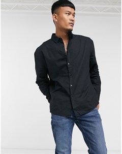 Черная oversized рубашка в стиле 90 х из ткани на основе льна Asos design