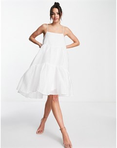 Белое свадебное платье на бретелях из фактурной ткани с асимметричным краем Bridal Y.a.s