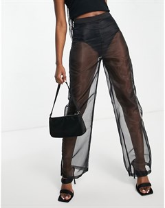 Прозрачные брюки черного цвета с нижним слоем в виде шортиков Missy Empire Missyempire