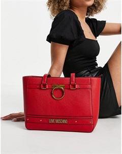 Красная сумка тоут с логотипом Love moschino