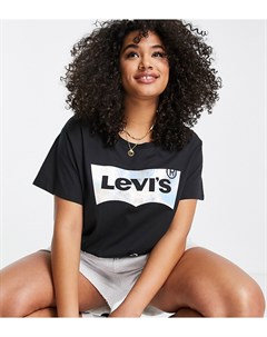 Черная футболка с градиентным радужным принтом логотипа в виде летучей мыши Perfect Levi's plus