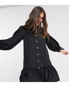 Черное платье мини на пуговицах ASOS DESIGN Tall Asos tall