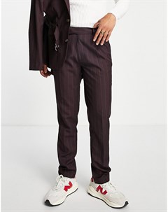 Бордовые брюки узкого кроя в тонкую полоску Asos design