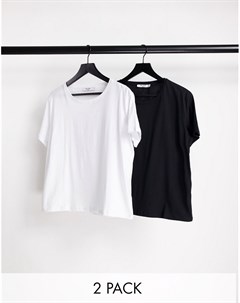 Набор из 2 oversized футболок черного и белого цветов из органического хлопка Na-kd