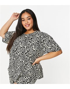 Пижамный комплект из футболки и шорт с леопардовым принтом ASOS DESIGN Curve Asos curve