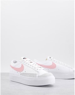 Бело розовые низкие кроссовки на платформе Blazer Nike
