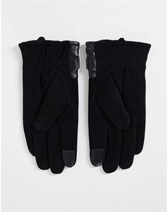 Черные перчатки из кожи с разрезами и вставками для работы с сенсорными экранами Barney s Original Barney's originals plus
