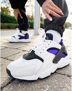Белые кроссовки с черными и фиолетовыми вставками Air Huarache Nike