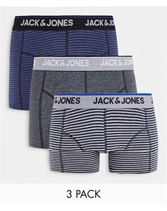 Набор из 3 боксеров брифов в полоску меланжевого цвета Jack & jones