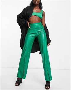 Зеленые брюки из искусственной кожи с широкими штанинами от комплекта I saw it first
