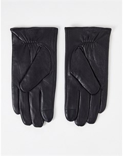 Черные перчатки из кожи наппа со вставками для работы с сенсорными экранами Barney s Original Barney's originals plus