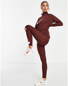 Леггинсы бронзового цвета длиной 7 8 с логотипом галочкой Swoosh Dri FIT Nike running