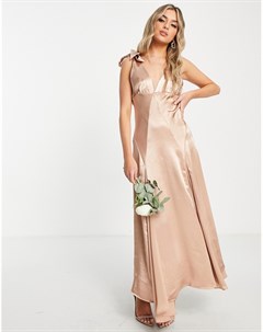 Бледно розовое платье комбинация с контрастной вставкой Bridesmaid Topshop