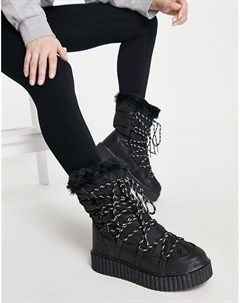 Черные зимние ботинки с подкладкой из искусственного меха Glamorous