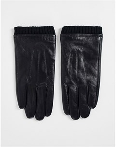Черные перчатки из кожи наппа с манжетами и вставками для работы с сенсорными экранами Barney s Orig Barney's originals plus