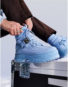 Ботинки из искусственной замши голубого цвета на массивной подошве и шнуровке с ремешками Asos design