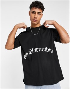 Черная oversized футболка с принтом логотипа Good for nothing