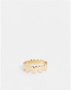 Золотистое кольцо с дизайном сердечек Pieces