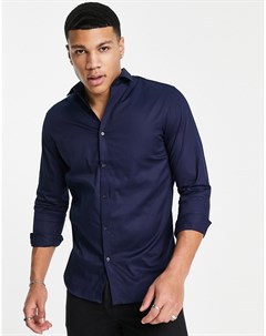 Темно синяя узкая рубашка Premium Jack & jones