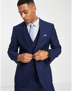Синий свадебный меланжевый пиджак узкого кроя Harry brown