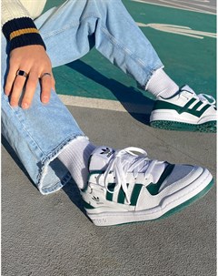 Белые кроссовки с зеленой отделкой в университетском стиле Forum Low Adidas originals