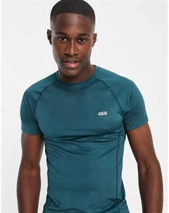 Облегающая спортивная футболка из быстросохнущей ткани бирюзового цвета Asos 4505