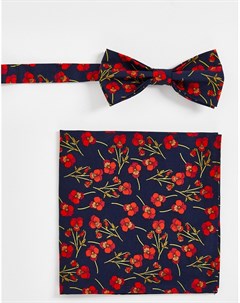 Галстук бабочка и платок для нагрудного кармана с красным цветочным принтом Liberty Gianni feraud